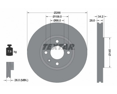 Disque de frein 92107800 Textar