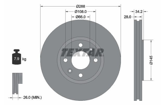 Disque de frein 92107800 Textar