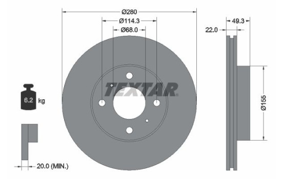 Disque de frein 92109300 Textar