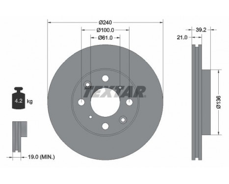 Disque de frein 92110300 Textar