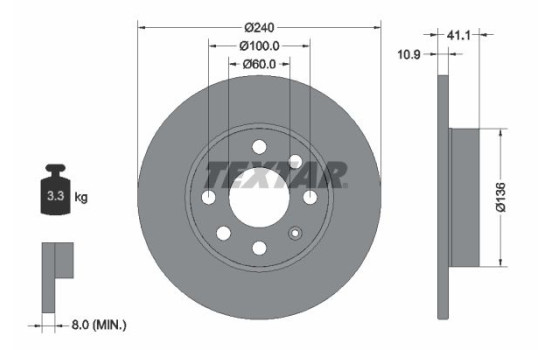 Disque de frein 92111303 Textar