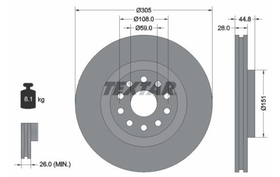 Disque de frein 92115800 Textar