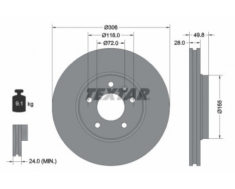 Disque de frein 92116005 Textar