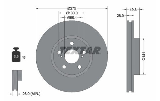 Disque de frein 92142003 Textar