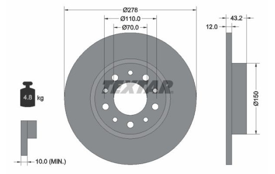 Disque de frein 92145203 Textar