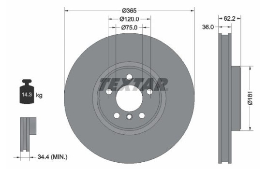Disque de frein 92161005 Textar