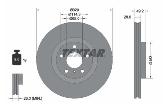 Disque de frein 92162405 Textar
