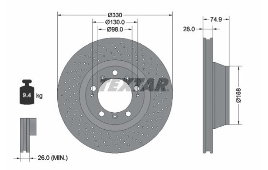 Disque de frein 92219005 Textar