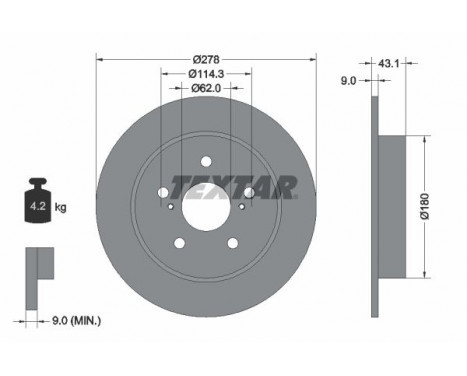 Disque de frein 92222300 Textar