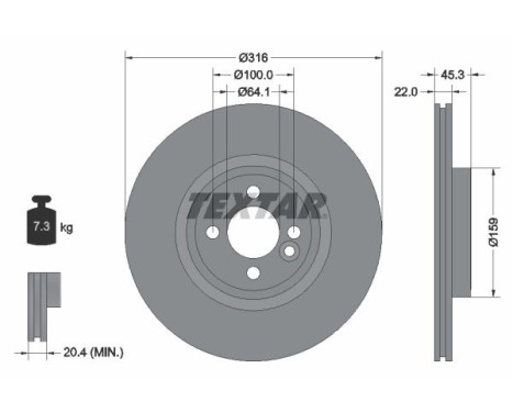 Disque de frein 92255003 Textar