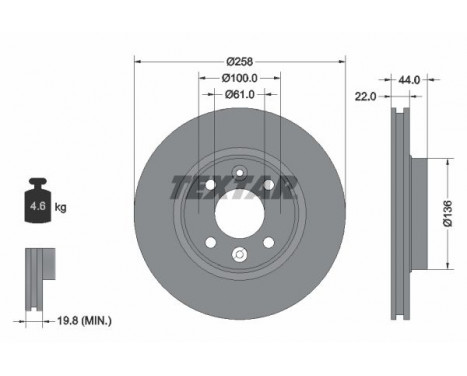 Disque de frein 92255203 Textar