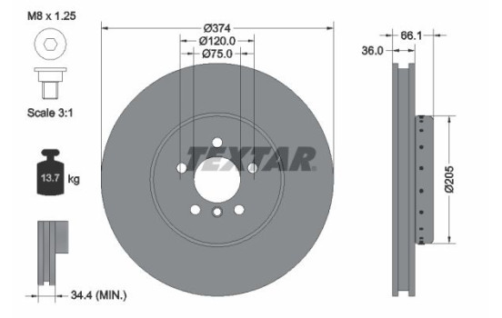 Disque de frein 92266125 Textar