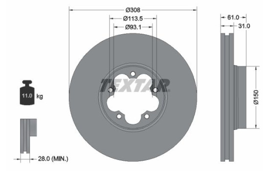 Disque de frein 92274303 Textar
