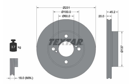Disque de frein 92309403 Textar