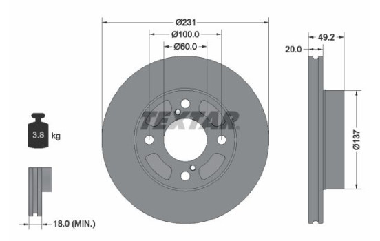 Disque de frein 92314003 Textar