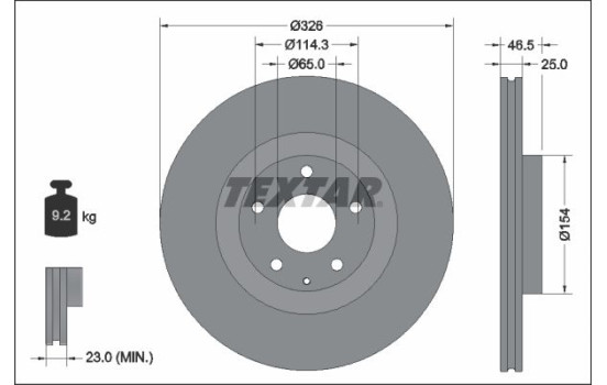 Disque de frein 92337603 Textar
