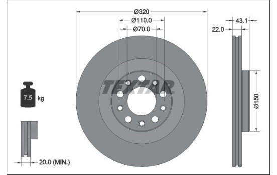 Disque de frein 92337803 Textar
