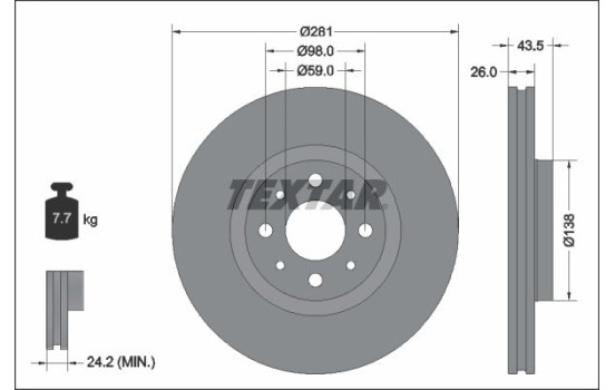 Disque de frein 92344703 Textar