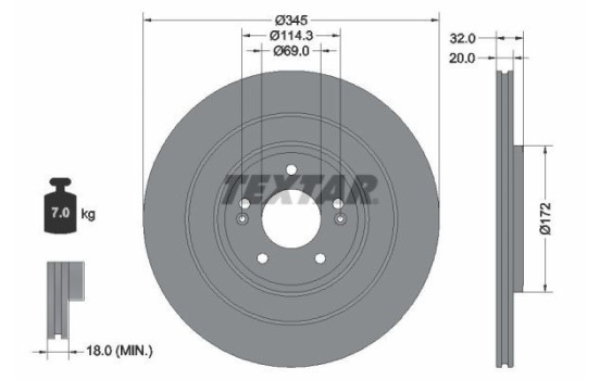 Disque de frein 92349403 Textar