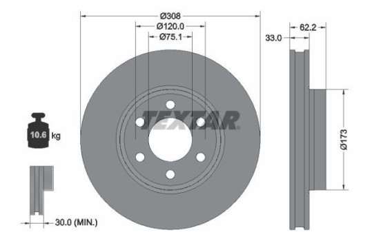 Disque de frein 92352603 Textar