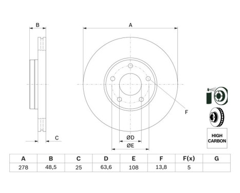 Disque de frein BD1051 Bosch, Image 6