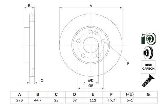 Disque de frein BD1058 Bosch, Image 5