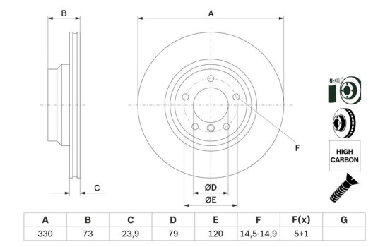 Disque de frein BD1083 Bosch, Image 5