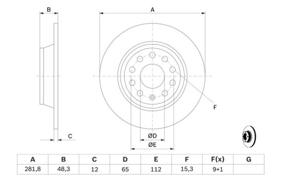 Disque de frein BD1112 Bosch, Image 5