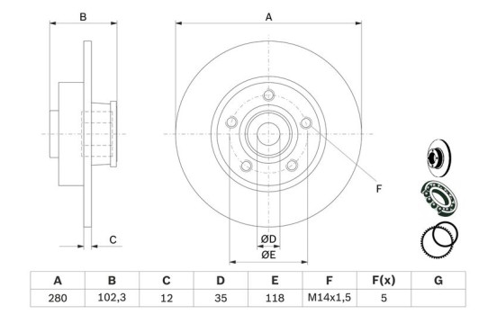 Disque de frein BD1120 Bosch, Image 5