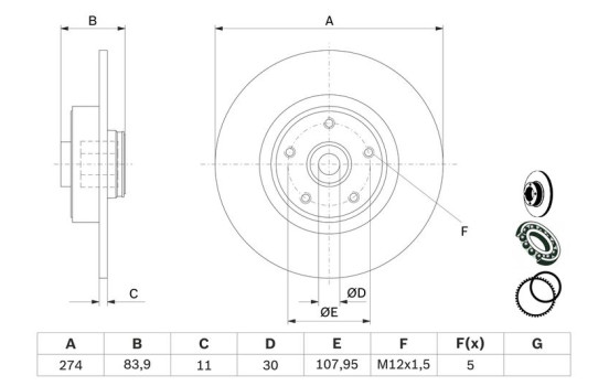 Disque de frein BD1122 Bosch, Image 5