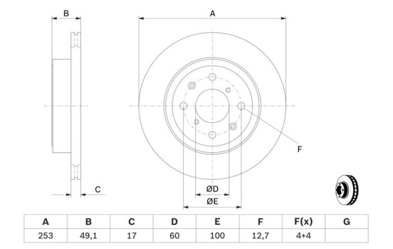 Disque de frein BD1209 Bosch, Image 5