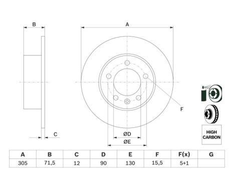 Disque de frein BD1549 Bosch, Image 5
