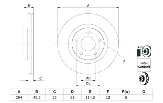 Disque de frein BD1575 Bosch