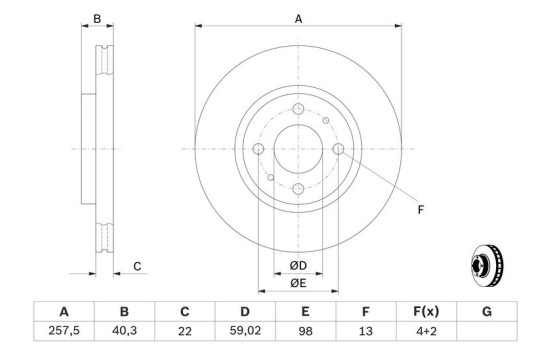Disque de frein BD557 Bosch, Image 5