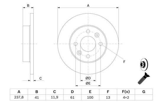 Disque de frein BD94 Bosch, Image 5