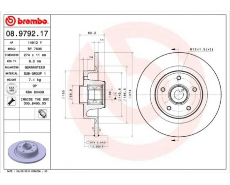 Disque de frein BEARING DISC LINE 08.9792.17 Brembo, Image 2