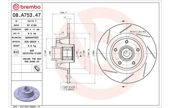 Disque de frein BEARING DISC LINE 08.A753.47 Brembo