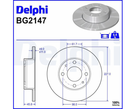 Disque de frein BG2147 Delphi