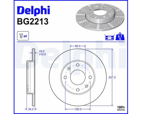 Disque de frein BG2213 Delphi