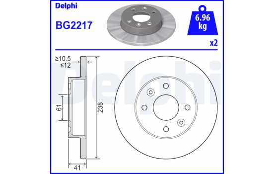 Disque de frein BG2217 Delphi