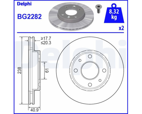 Disque de frein BG2282 Delphi