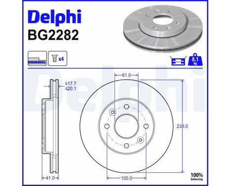 Disque de frein BG2282 Delphi