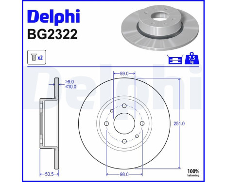Disque de frein BG2322 Delphi