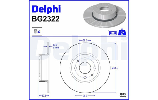 Disque de frein BG2322 Delphi