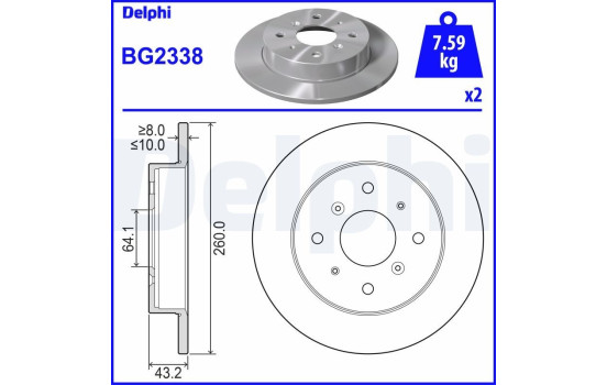 Disque de frein BG2338 Delphi