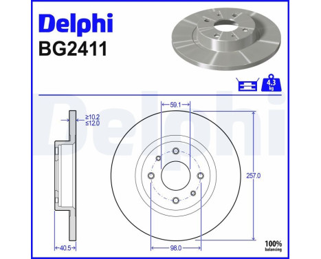 Disque de frein BG2411 Delphi