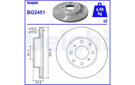 Disque de frein BG2451 Delphi