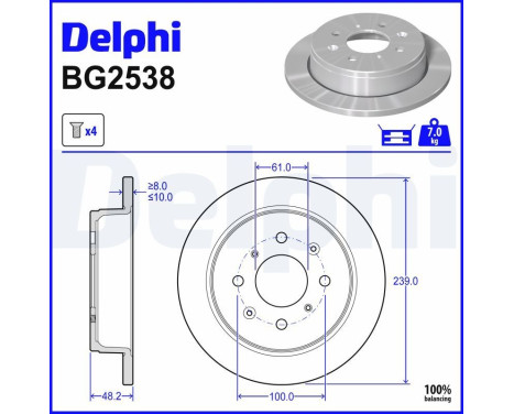 Disque de frein BG2538 Delphi