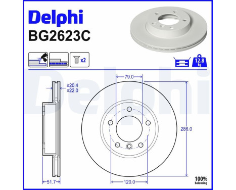 Disque de frein BG2623C Delphi