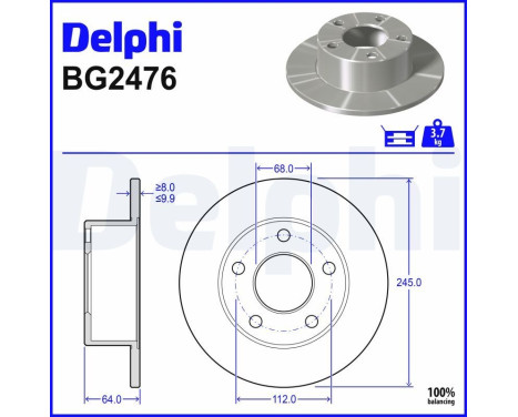 Disque de frein BG2746 Delphi